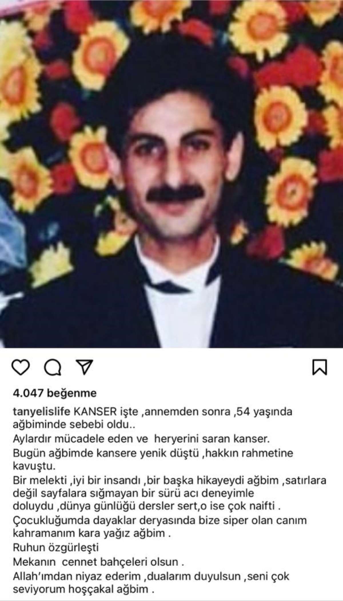 Kanserle mücadele eden Tanyeli’nin ağabeyi hayatını kaybetti