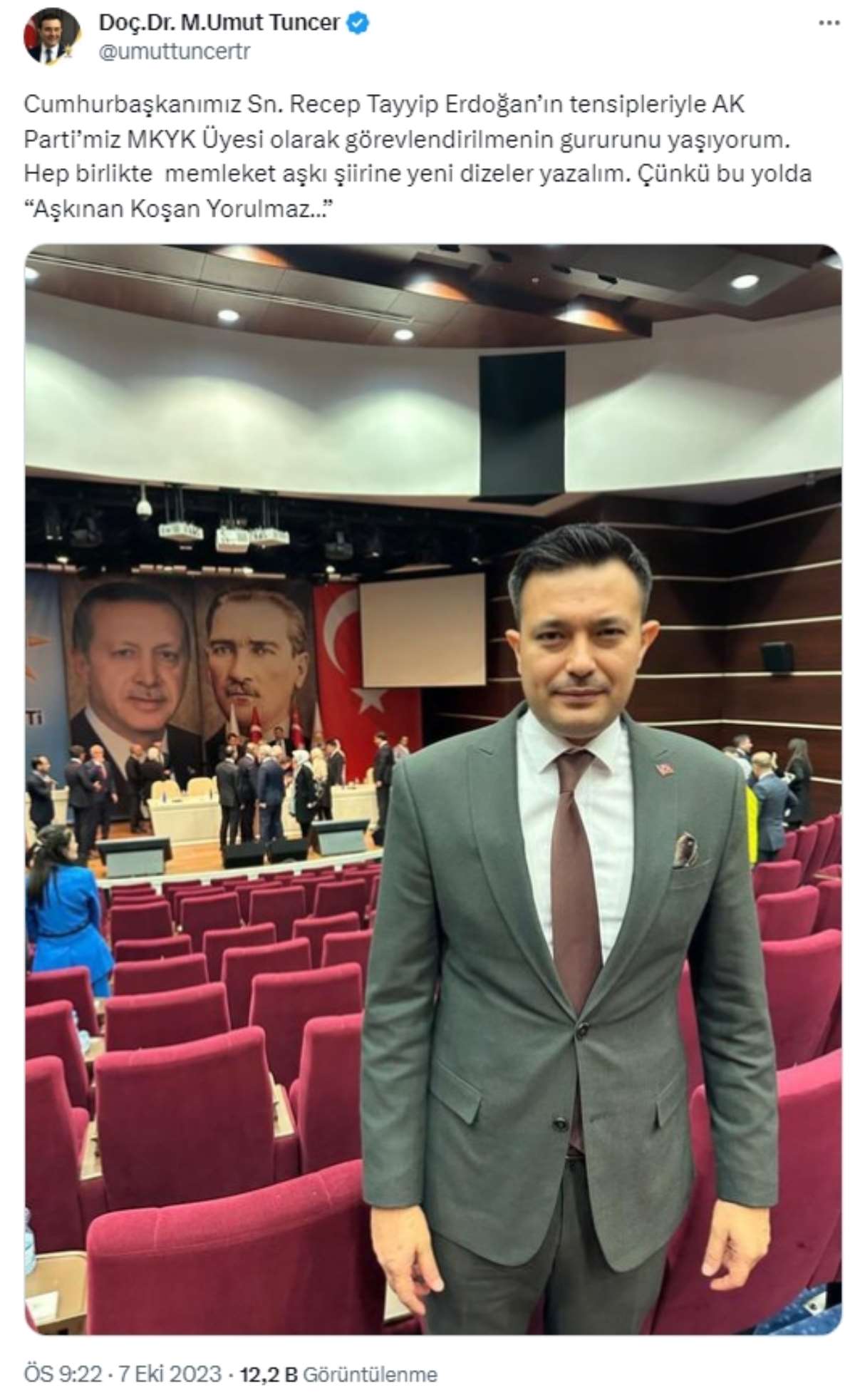 Mahmut Tuncer'in oğlu, AKP MKYK üyesi oldu