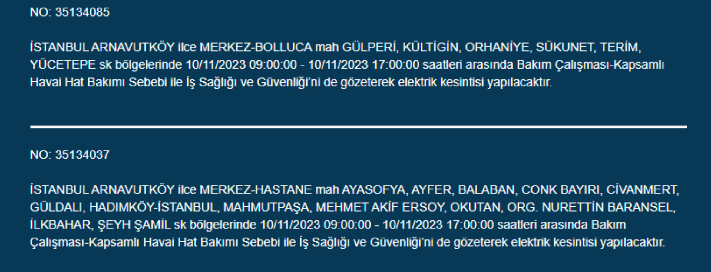 21 ilçede elektrikler kesilecek! İstanbul'da bugün elektrik kesintisi yaşanacak ilçeler hangileri? 10 Kasım İstanbul'da elektrik ne zaman gelecek? Bakırköy, Bahçelievler, Kadıköy, Beşiktaş, Avcılar'da elektrikler ne zaman gelecek?