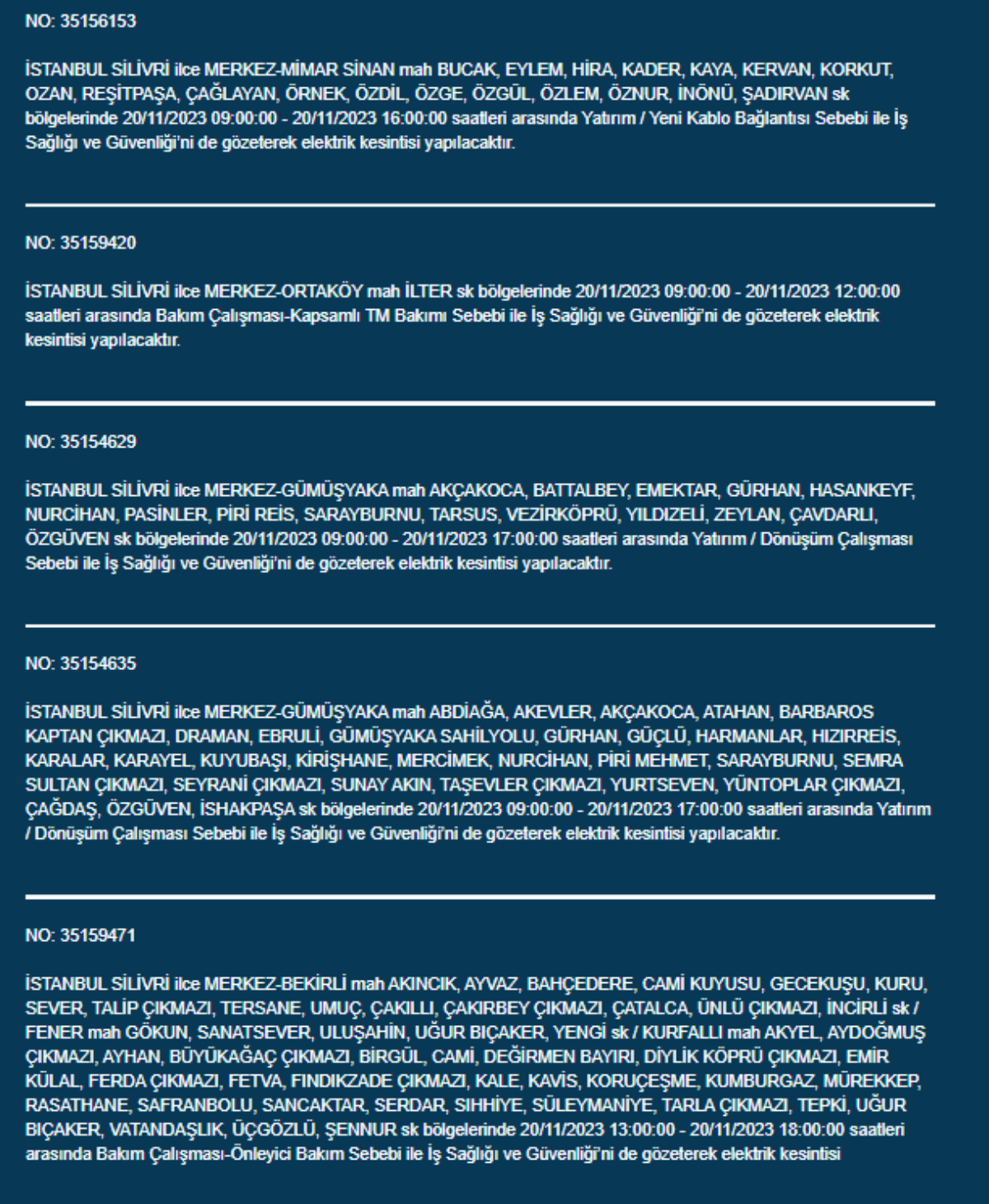 İstanbul'da 33 İlçede elektrik kesintisi: 20 Kasım Pazartesi elektrik kesintilerinin yapılacağı ilçeler hangileri? İstanbul'da elektrikler ne zaman gelecek?