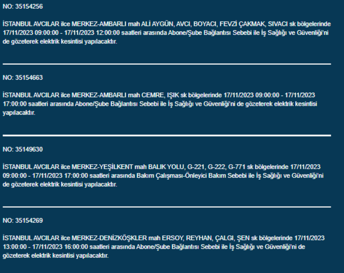 İstanbul'da 32 ilçede elektrikler kesilecek: 17 Kasım elektrikler ne zaman gelecek? Hangi ilçelerde elektrik kesilecek?