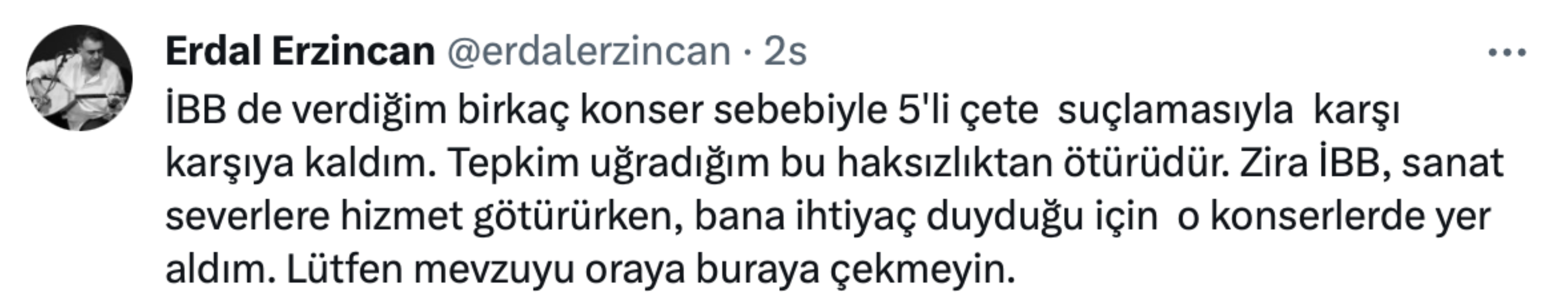 Sanatçı Erdal Erzincan’dan ‘5’li çete’ açıklaması: ‘Suçlamayla karşı karşıya kaldım’