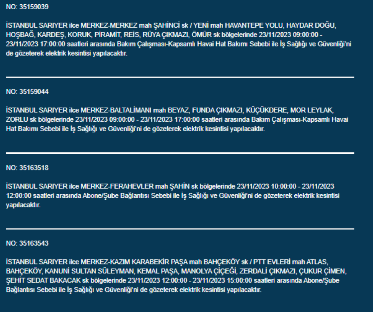 İstanbul'da 34 ilçede elektrik kesintisi: İstanbul'da bugün elektrik kesintisi yaşanacak ilçeler hangileri? İstanbul'da elektrikler ne zaman gelecek?