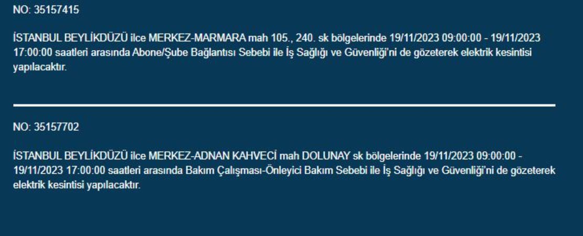 İstanbul'da elektrik kesintisi: 19 Kasım Pazar elektrik kesintilerinin yapılacağı ilçeler hangileri? İstanbul'da elektrikler ne zaman gelecek?