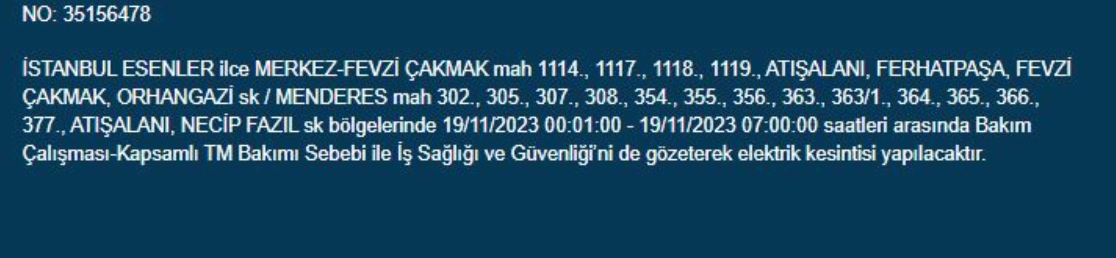 İstanbul'da elektrik kesintisi: 19 Kasım Pazar elektrik kesintilerinin yapılacağı ilçeler hangileri? İstanbul'da elektrikler ne zaman gelecek?