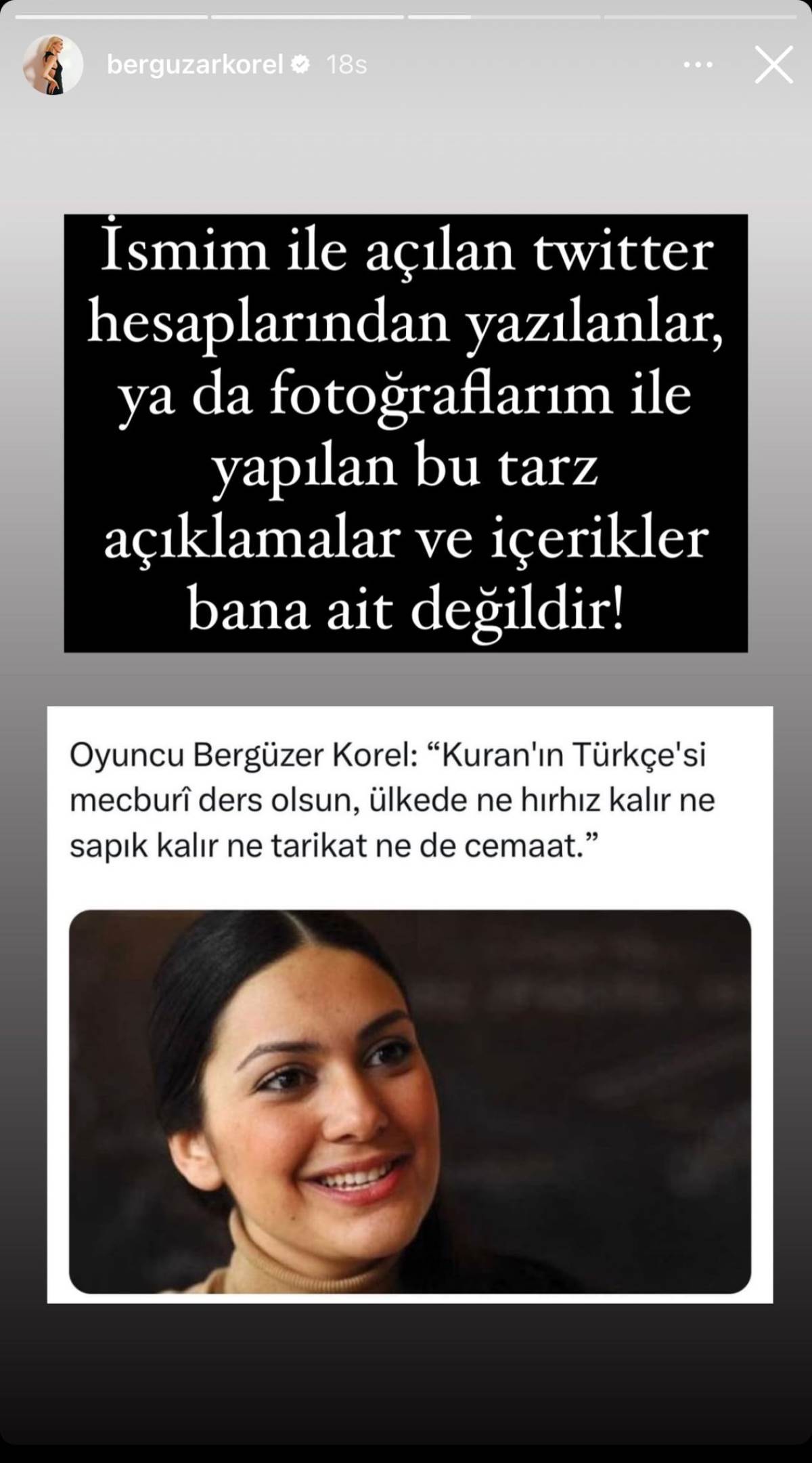 Tepki çekmişti: Bergüzar Korel’den Kuran paylaşımı açıklaması