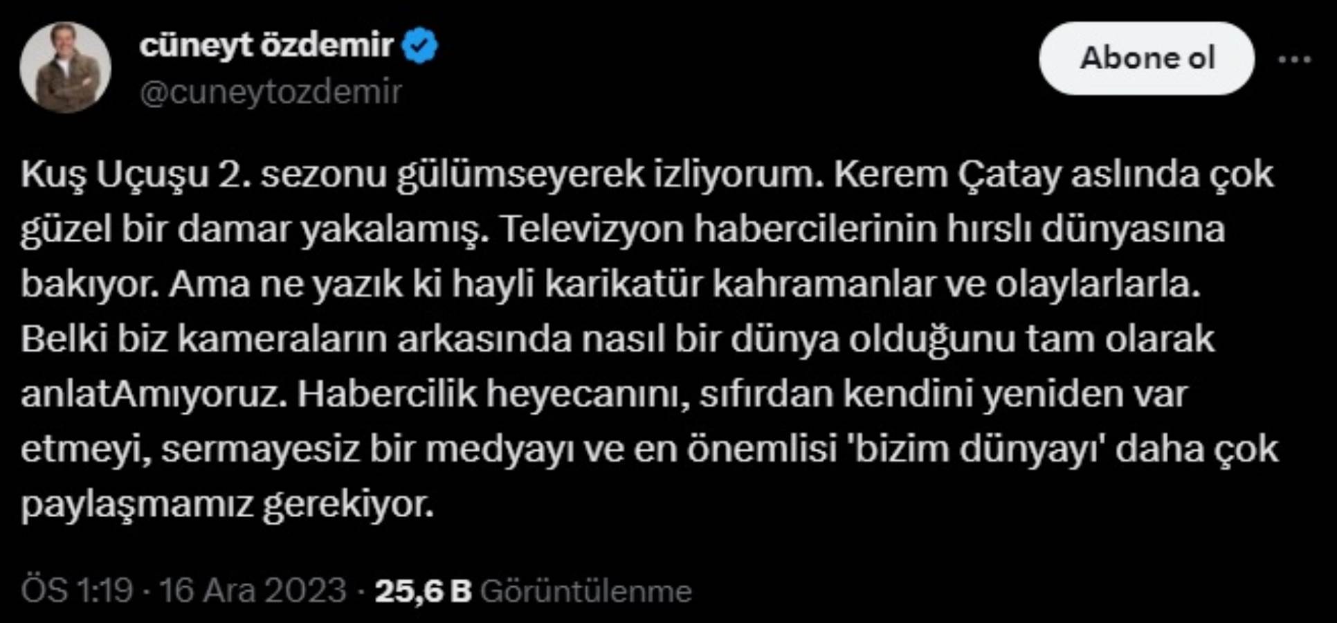 Cüneyt Özdemir'den 'Kuş Uçuşu 2. sezon' yorumu: 'Gülümseyerek izliyorum...'