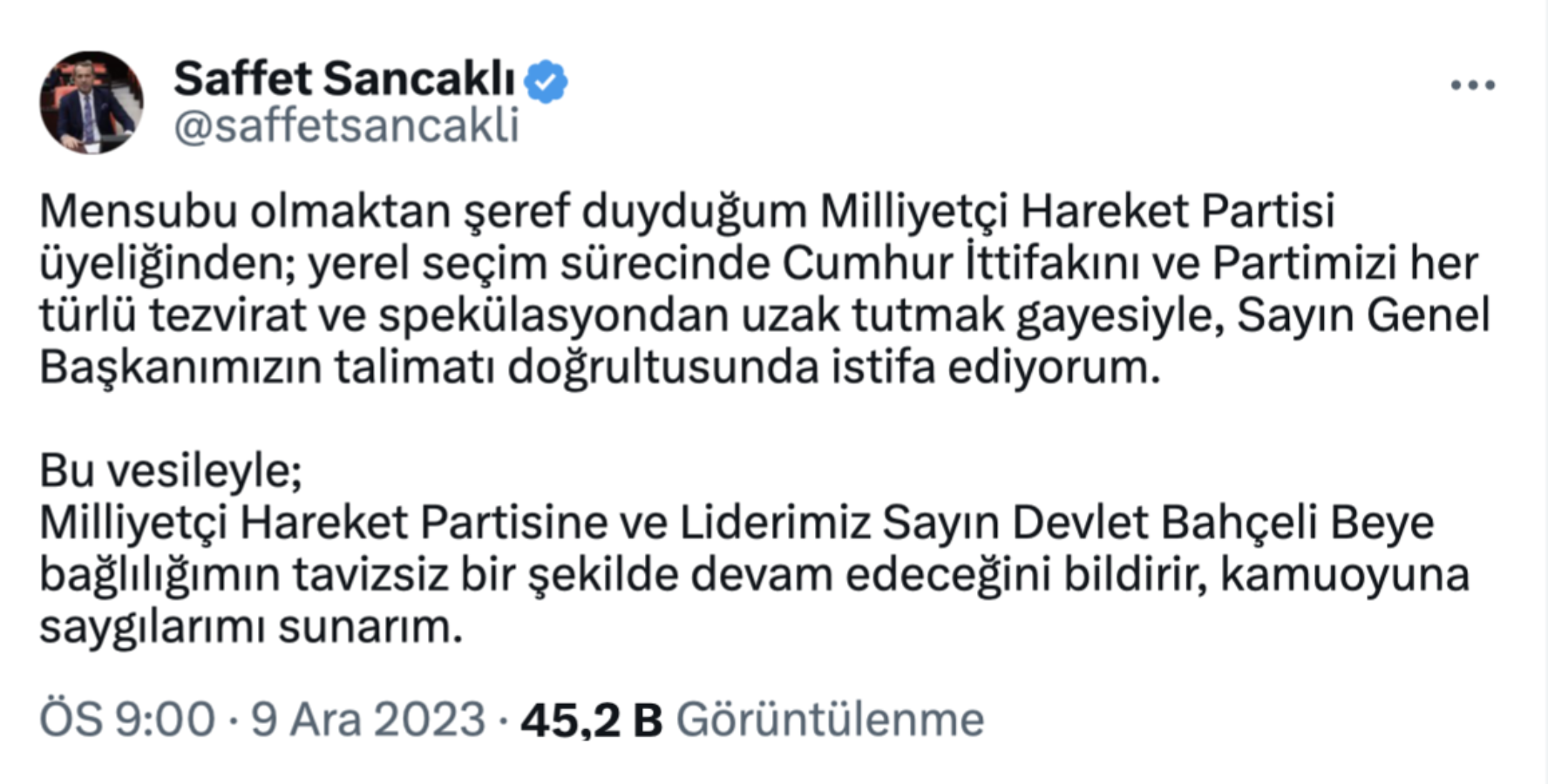 Son Dakika: Devlet Bahçeli sözlerine tepki göstermişti... Saffet Sancaklı MHP'den istifa etti!