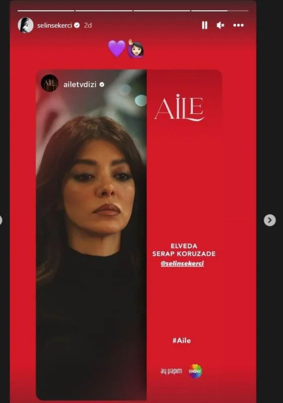 Aile dizisine veda eden Selin Şekerci'den eğlenceli paylaşım