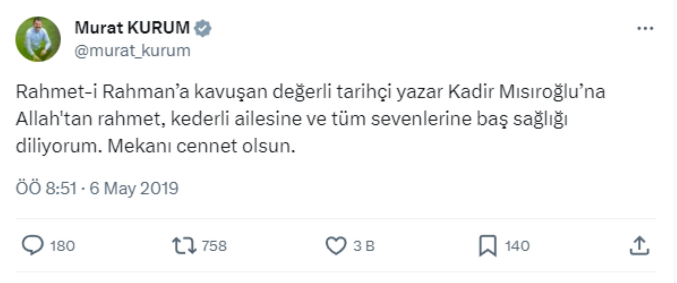 Adaylığı belli oldu: Murat Kurum’un ‘Kadir Mısıroğlu’ paylaşımı gündemde