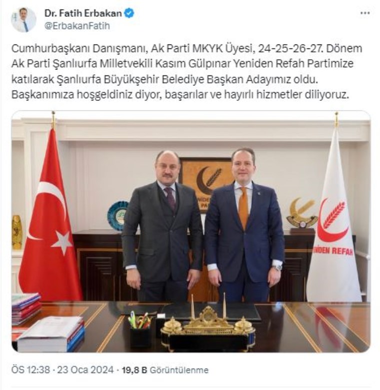 AKP yönetiminde deprem: Kasım Gülpınar istifa etti, Yeniden Refah'ın adayı oldu