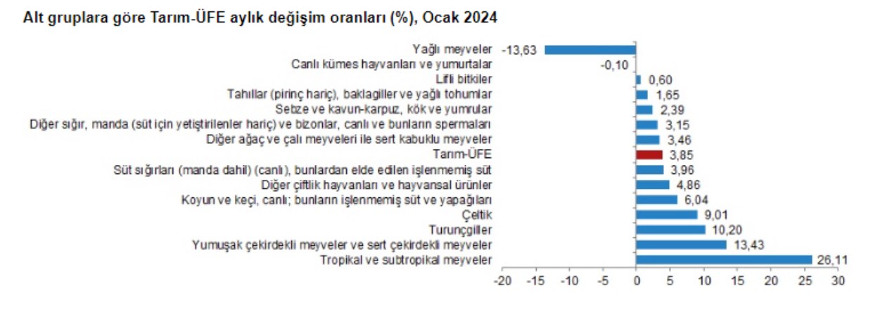 TÜİK açıkladı: Tarım ÜFE ocakta arttı