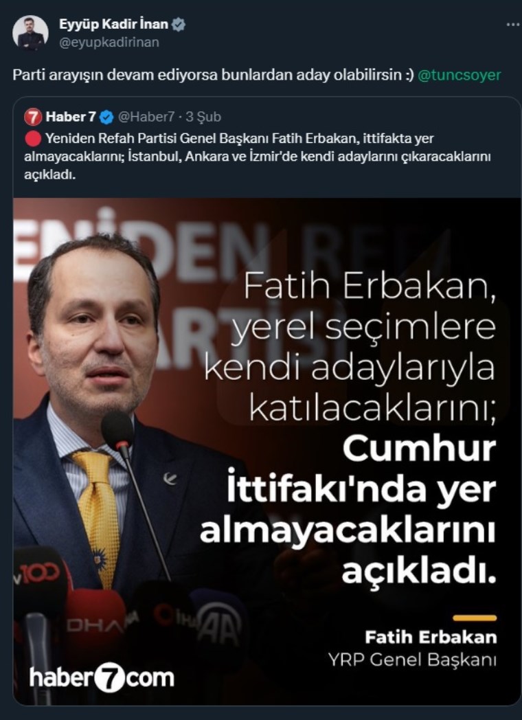 Cumhur İttifakı’nda aday krizi: Bunlardan aday olabilirsin!